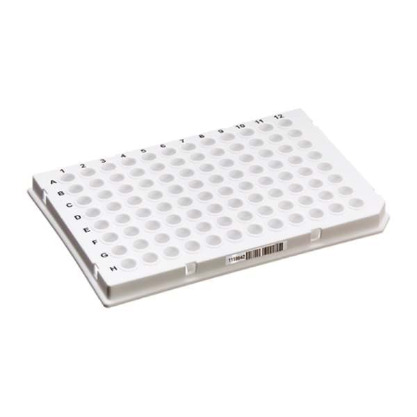 WB 3887WBCL Semi-skirted low profile LightCycler plate white barcodesd 