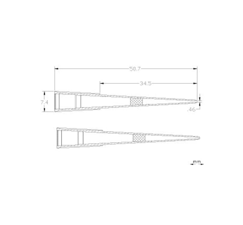 Technical drawing 14210 Sorenson MultiGuard 20 ul filter tips racked 