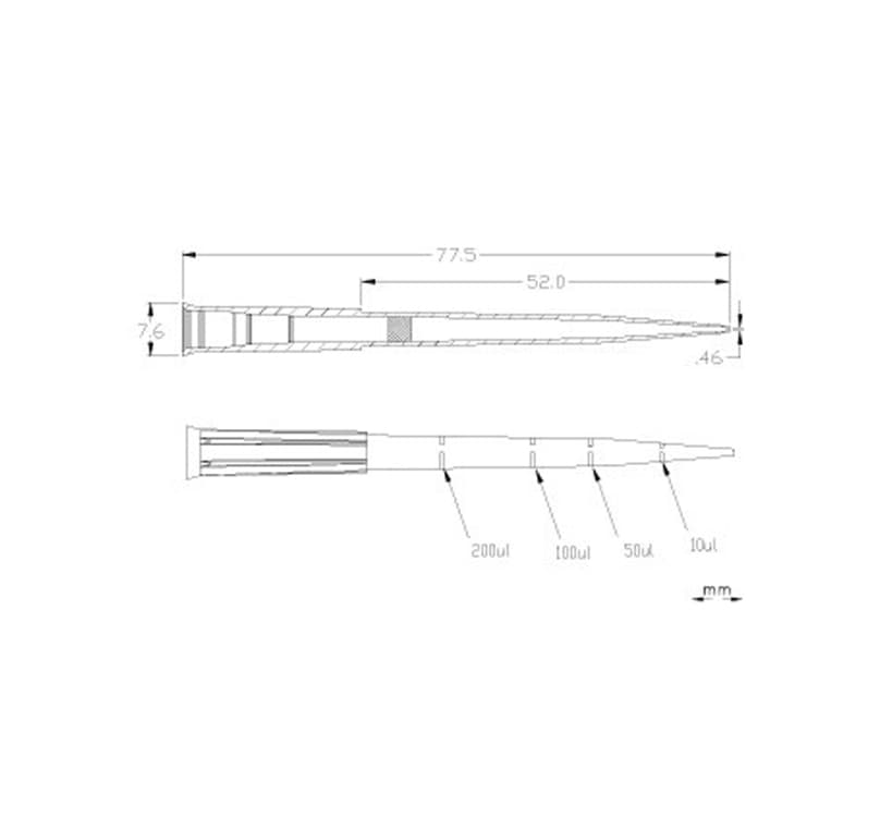 technical drawing MultiGuard 3 200 µl Filter Tips Grad Rack 10x96