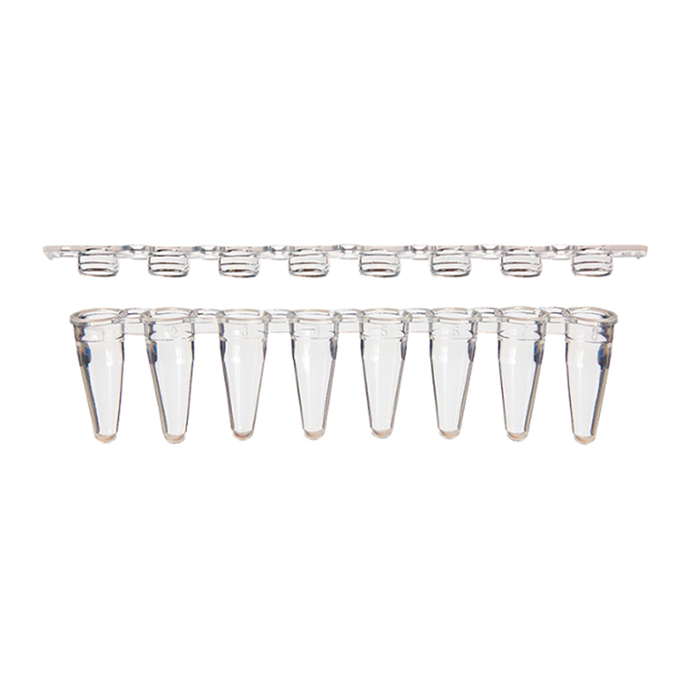 Picture of AmpliStar-II 8-Strip 0.1ml Low-Profile PCR Tubes and Optical Flat Caps - 10x125