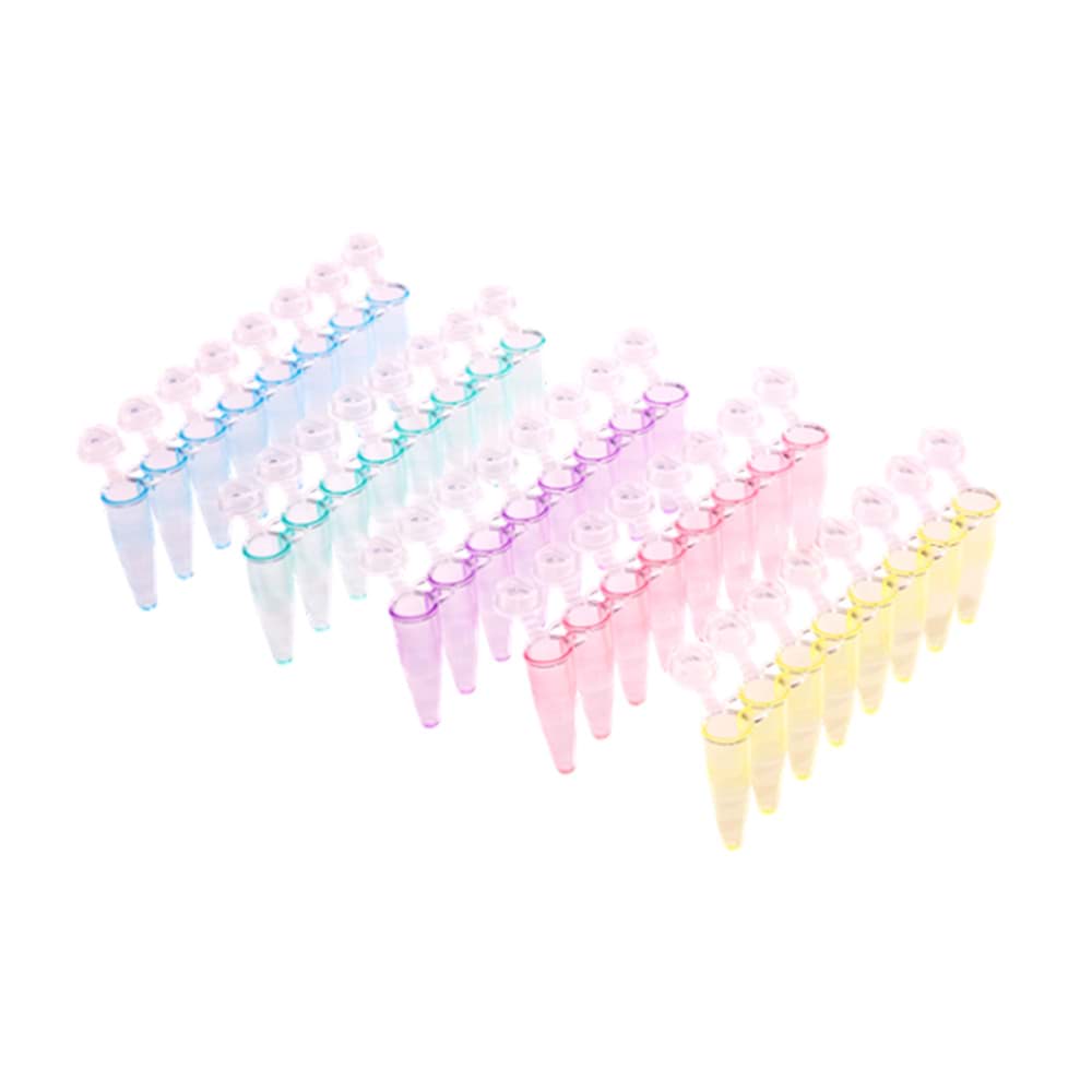 Picture of AmpliStar-II 8-Strip 0.2ml Assorted Color PCR Tubes, Attached Optical Flat Caps - 120